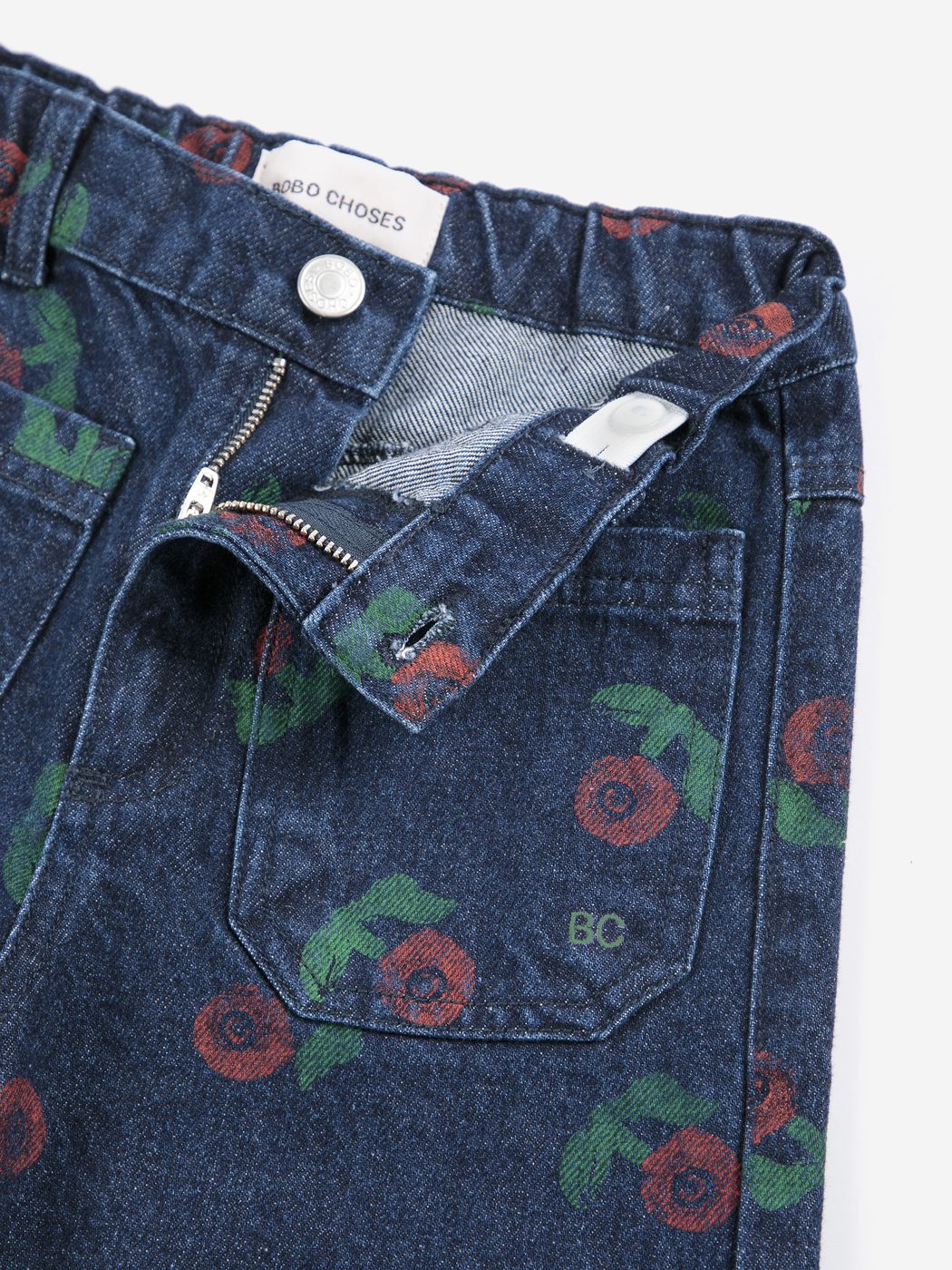 BOBO CHOSES - STAMP BLOOM ALL OVER DENIM PANTS - NAVY BLUE