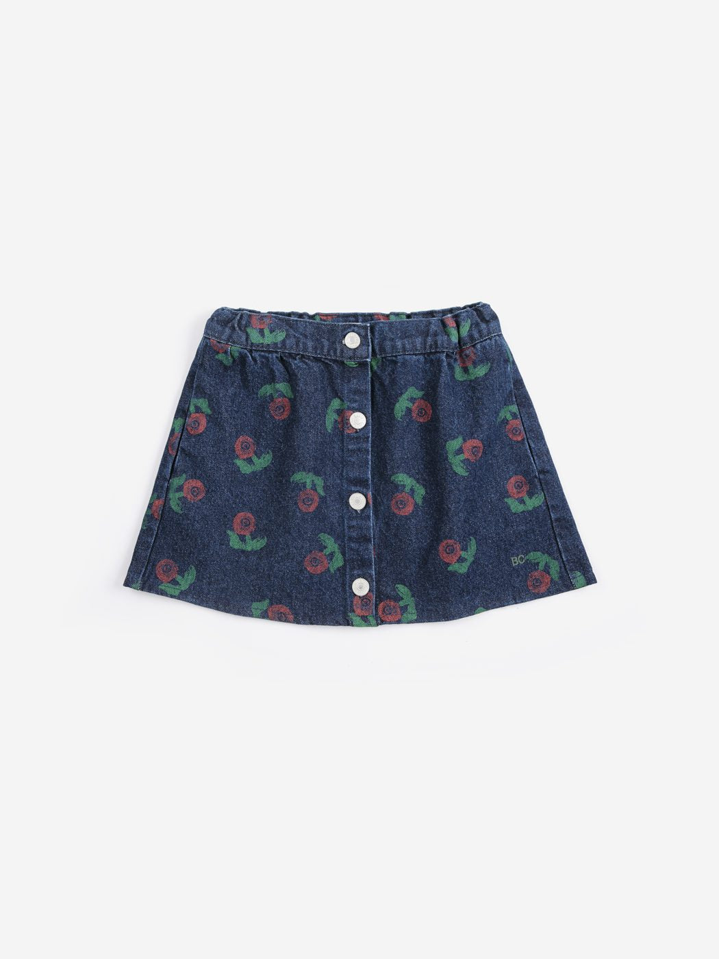 BOBO CHOSES - STAMP BLOOM ALL OVER DENIM SKIRT - NAVY BLUE