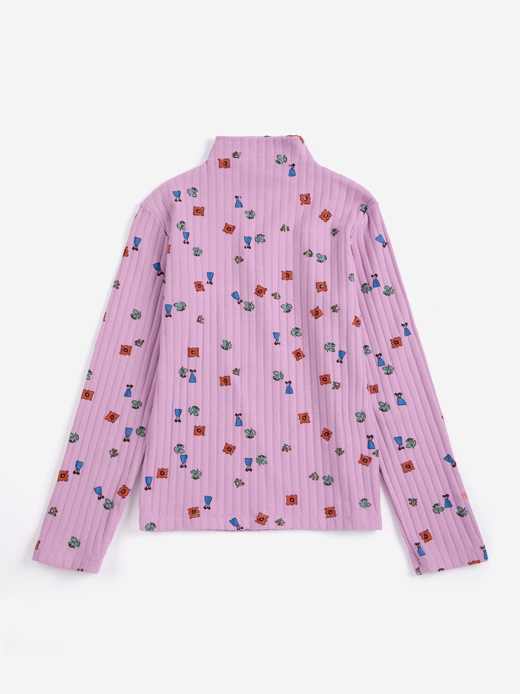 BOBO CHOSES - BLOSSOM ALL OVER TURTLENECK T-SHIRT - PINK