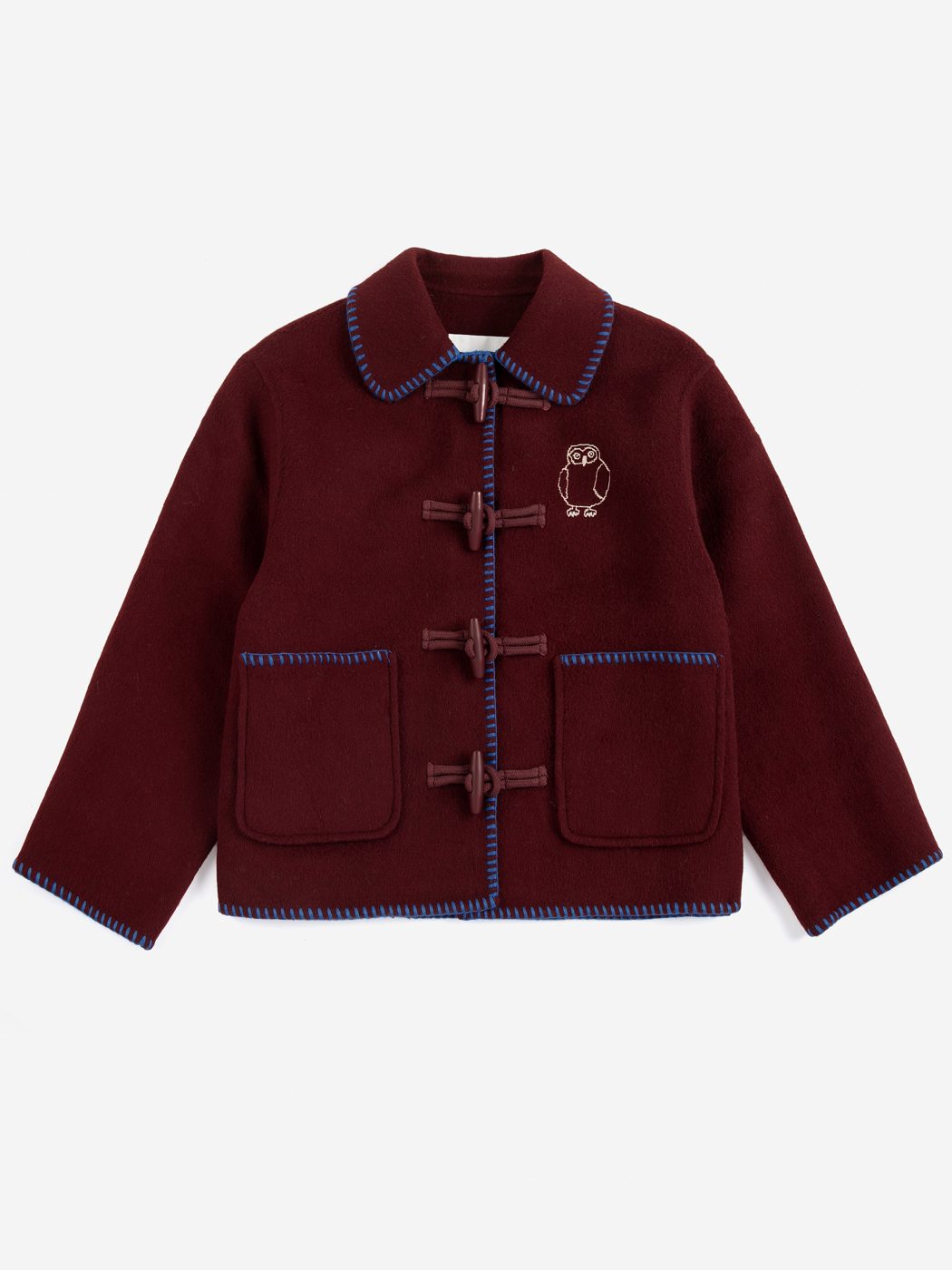 BOBO CHOSES - CURIOUS OWL COAT - BURGUNDY RED
