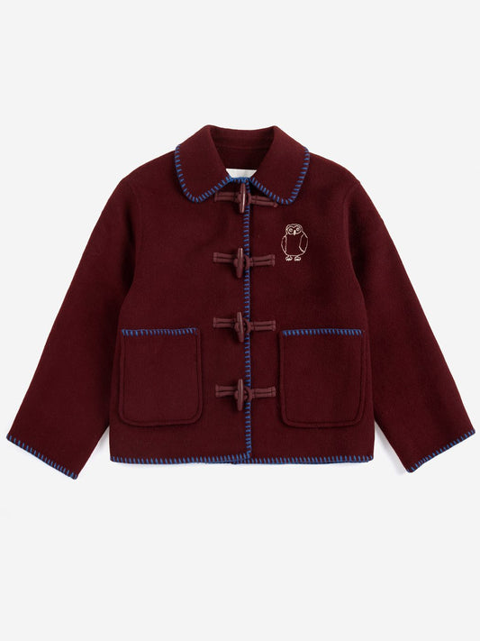 BOBO CHOSES - CURIOUS OWL COAT - BURGUNDY RED