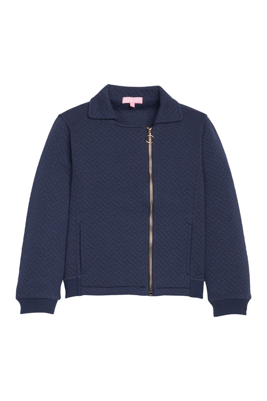 Bisby - Navy Trellis Quilted Moto Jacket