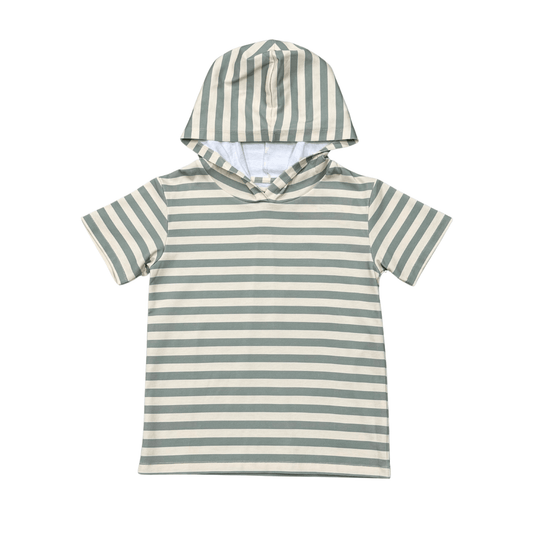 AVERY & ALEXANDER - BB - SHORT SLEEVE HOODIE PULLOVER - DESERT SAGE STRIPE