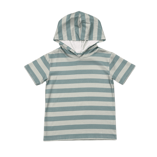 AVERY & ALEXANDER - BB - SHORT SLEEVE HOODIE PULLOVER - SKY BLUE STRIPE