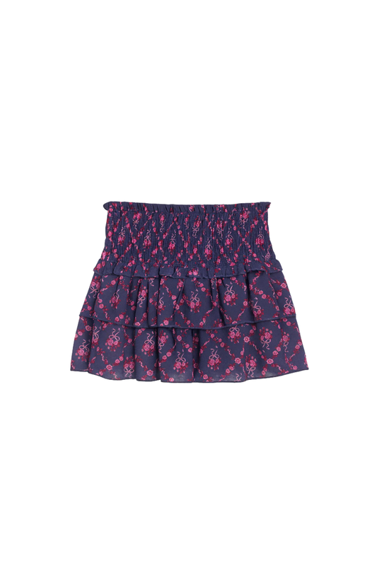 Katie J - BG - Bianca Printed Tiered Ruffle Skirt - Midnight Floral