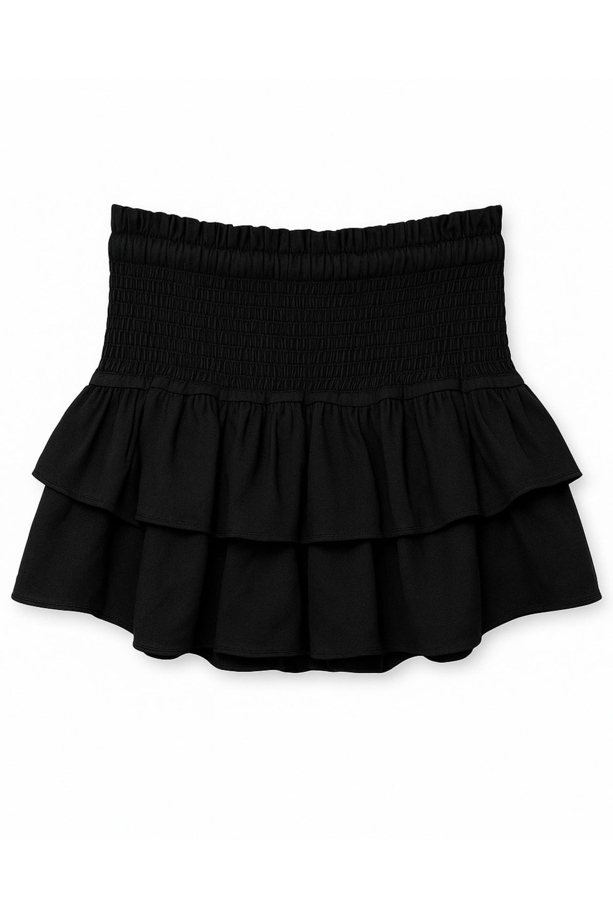 KATIE J NYC BIANCA SOLID TIERED RUFFLE SKIRT BLACK