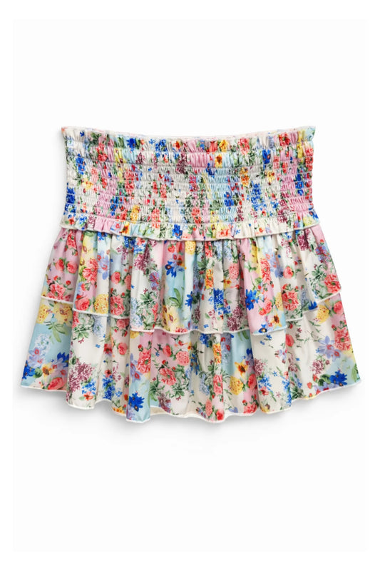 KATIE J NYC - BG - TWEEN BIANCA PRINTED TIERED RUFFLE SKIRT - PATCHWORK FLORAL