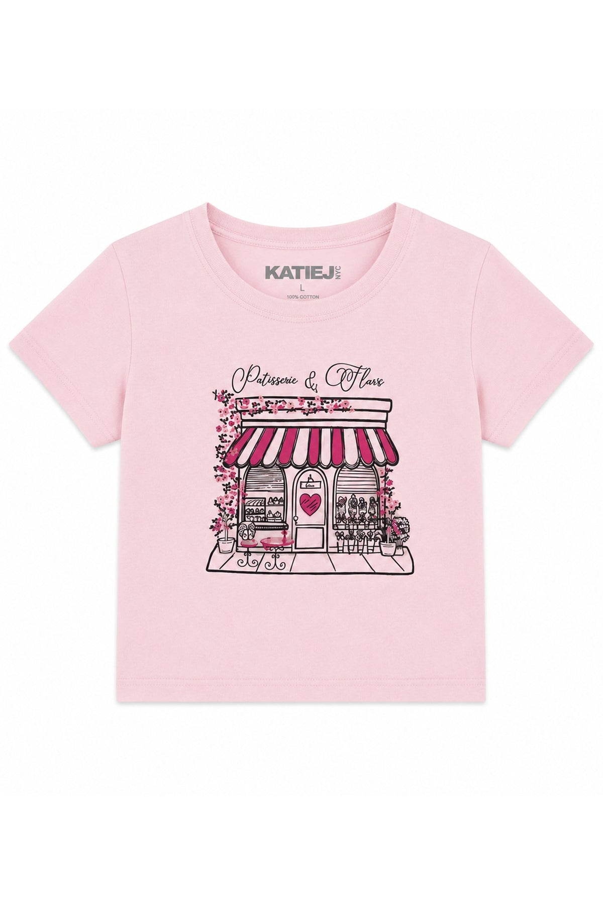 KATIE J NYC BOXY BABY GRAPHIC TEE BAKERY BABY PINK BAKERY