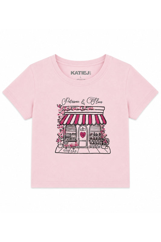 KATIE J NYC BOXY BABY GRAPHIC TEE BAKERY BABY PINK BAKERY