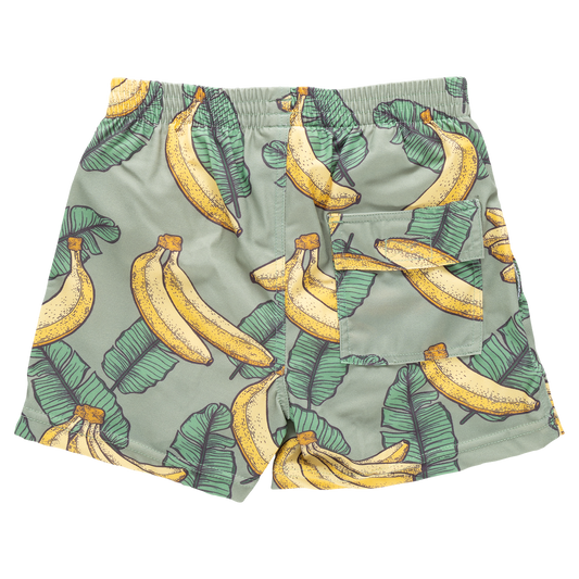PINK CHICKEN - BB - BOYS SWIM TRUNK - GREEN BANANA LEAVES