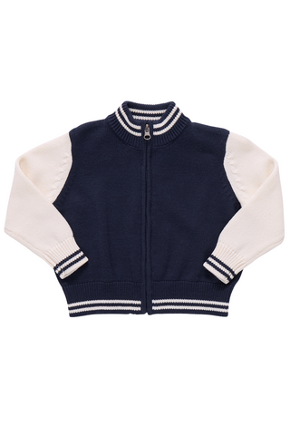 Pink Chicken - Navy Varsity Zip Sweater