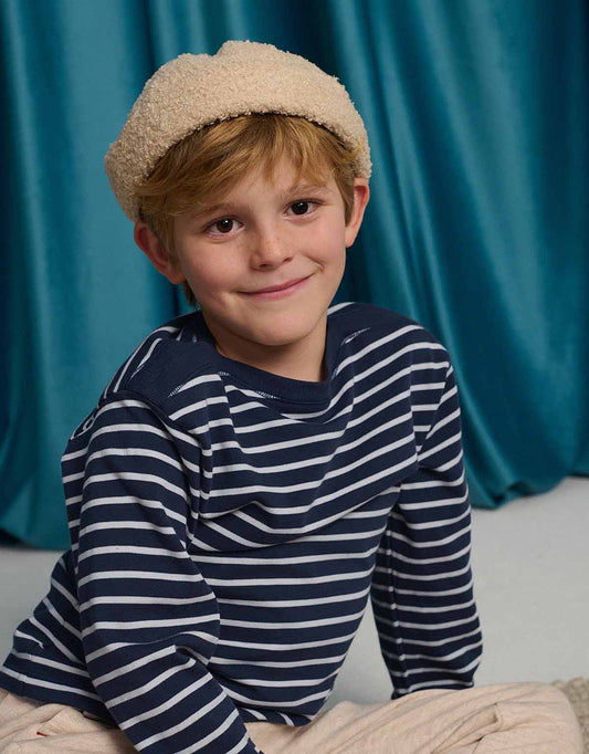 GINGERSNAPS - BBY - SETH STRIPED BOAT NECK TEE - BLUE