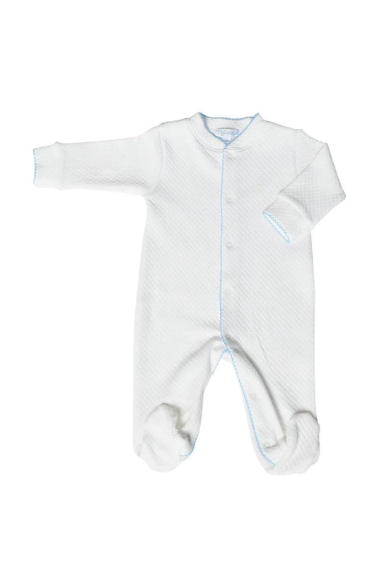 Nellapima - White Milano Footie With Blue Trim