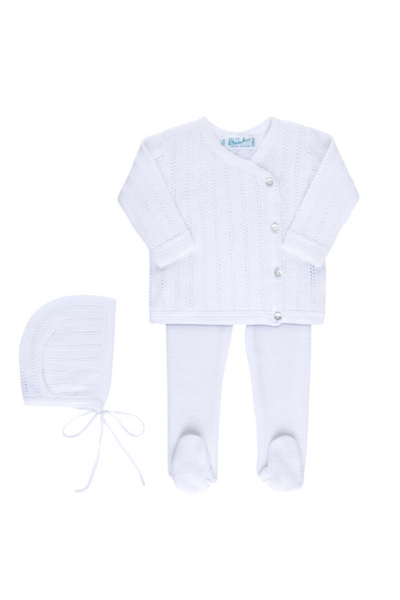Pointelle Wrap Knit Set - White