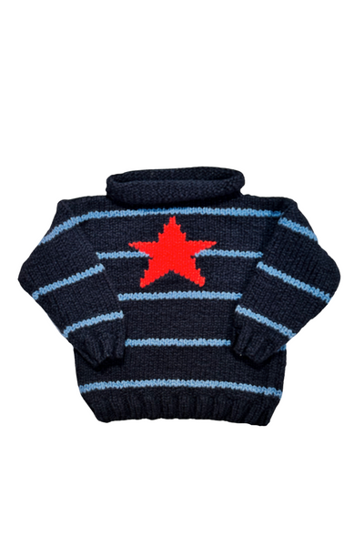 Star Striped Motif Sweater