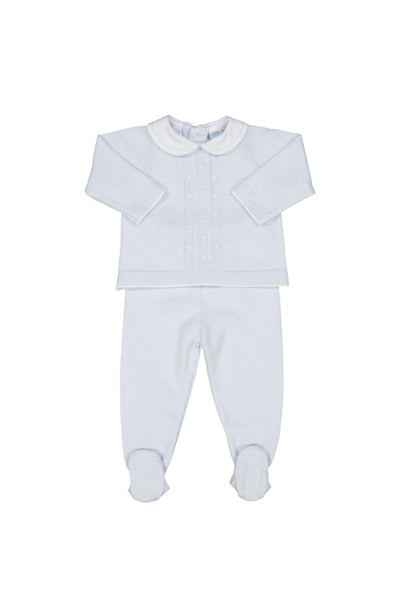 Feltman Brothers - Light Blue Pique Collar Dot Knit Set