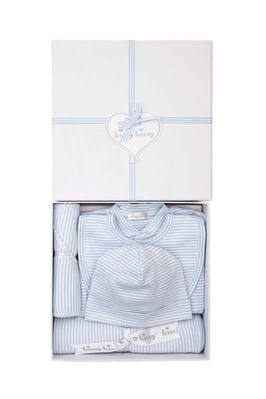 Kissy Kissy - Blue Simple Stripe 5PC Gift Set with Gift Box