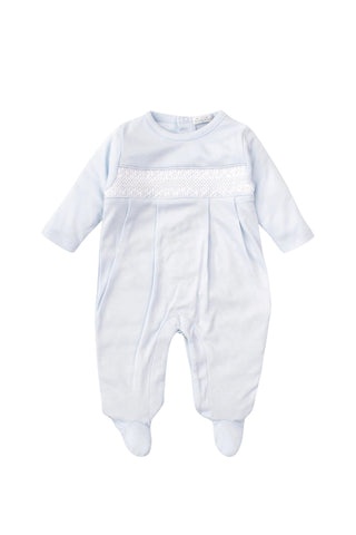 Kissy Kissy - Charmed Smocked Light Blue Footie
