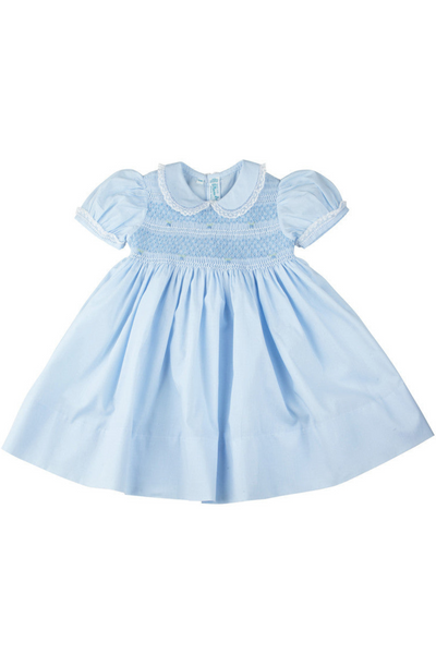 Lacy Smocked Dress - Blue
