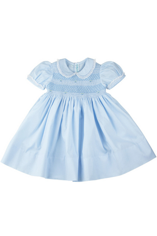 Lacy Smocked Dress - Blue