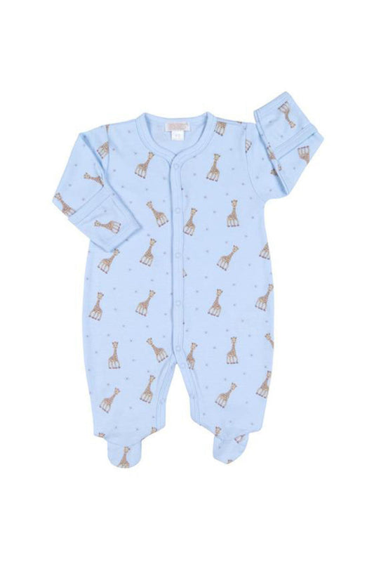 KISSY KISSY - BBY - SOPHIE LA GIRAFE PRINT FOOTIE - LIGHT BLUE