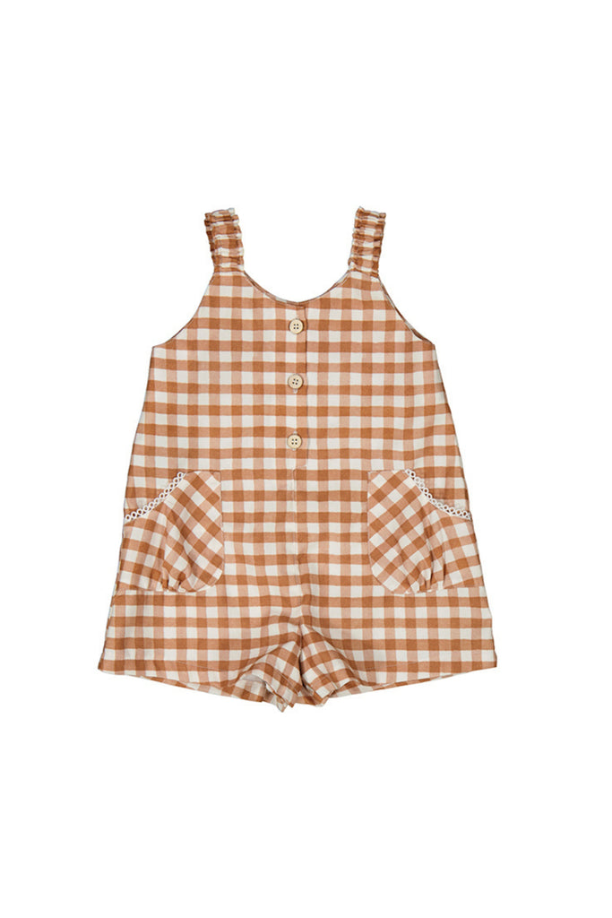 Toffee Check Romper