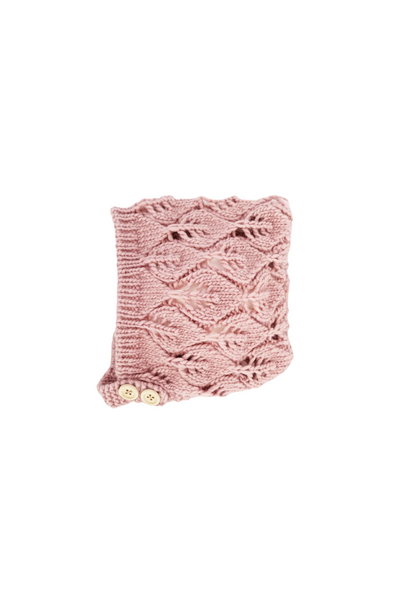 Leaf Lace Knit Bonnet - Pink