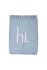 "Hi" Hand Knit Blanket - Light Blue