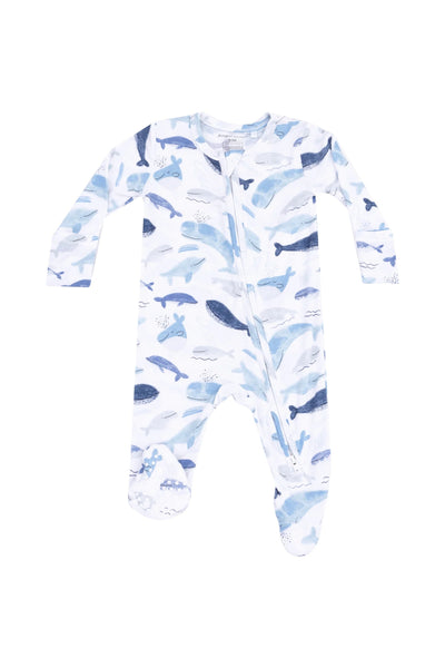 Angel Dear - Blue Whales 2 Way Zipper Footie