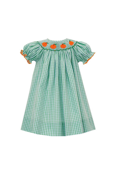 Pumpkin Blue/Green Check Bishop Dress (Infant)