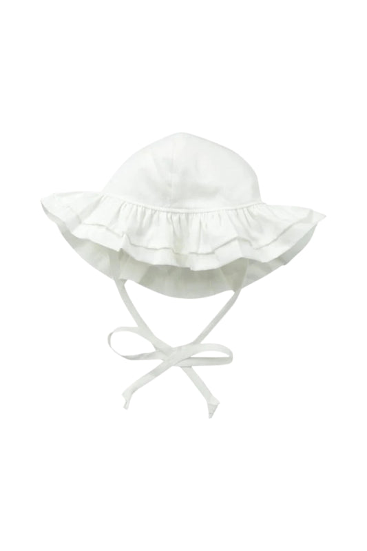 Flap Happy - UPF 50 Double Ruffle Sun Hat - White