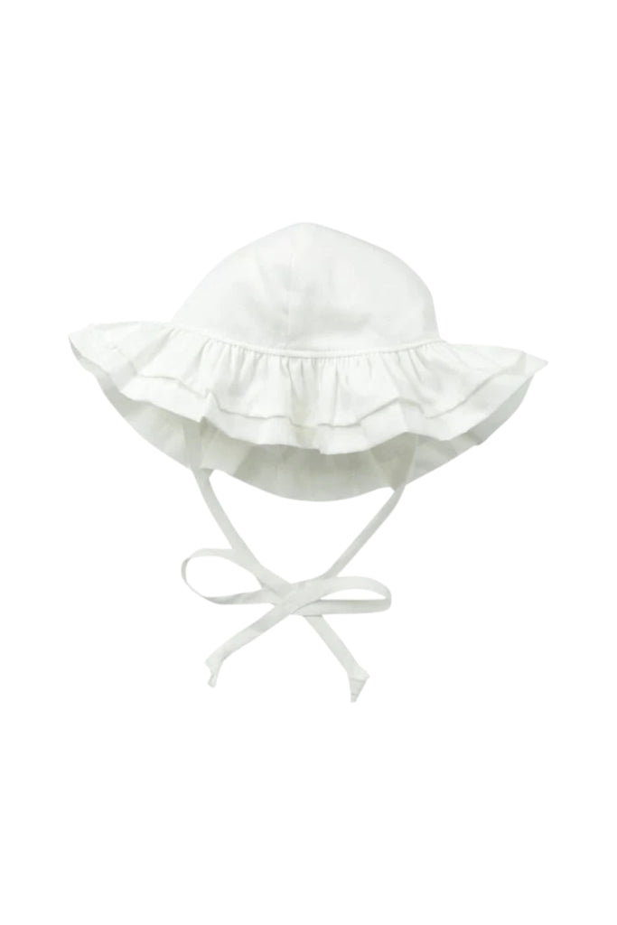 Flap Happy - UPF 50 Double Ruffle Sun Hat - White