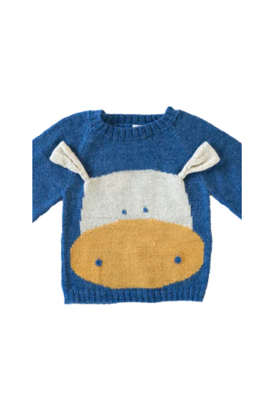 Little Cow on Blue Sweater