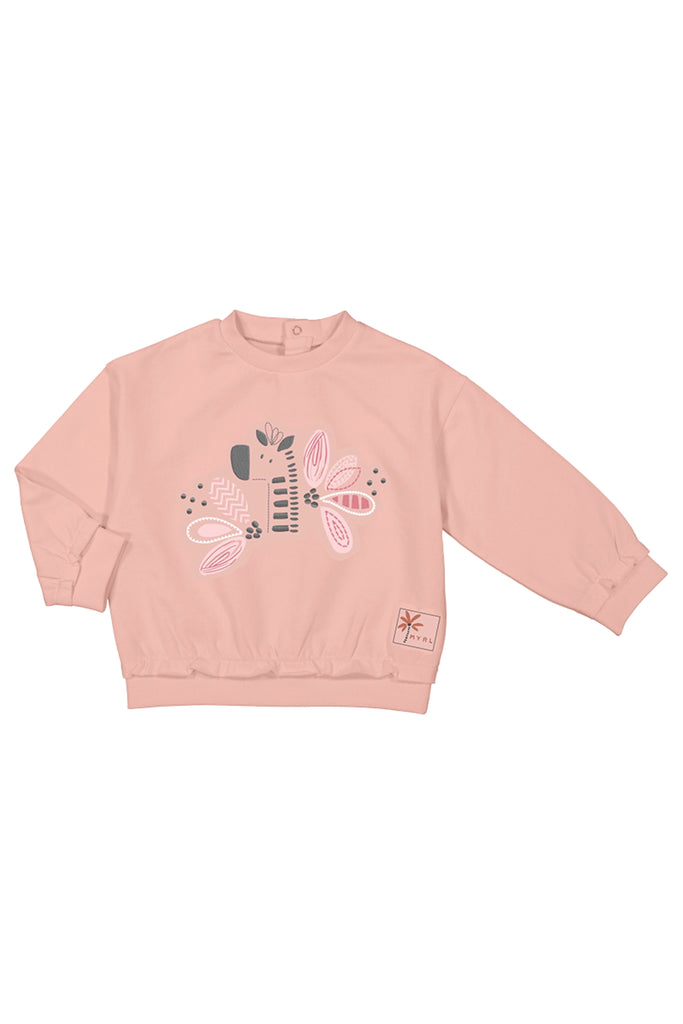 Rose Embroidered Pullover with Giraffe