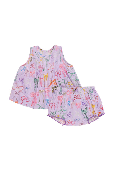 Pink Chicken - Lavender Watercolor Bows Jaipur 2-Piece Set