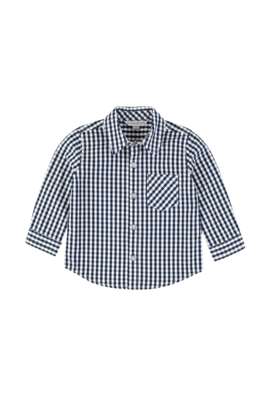 Dark Navy Gingham Button Down Shirt
