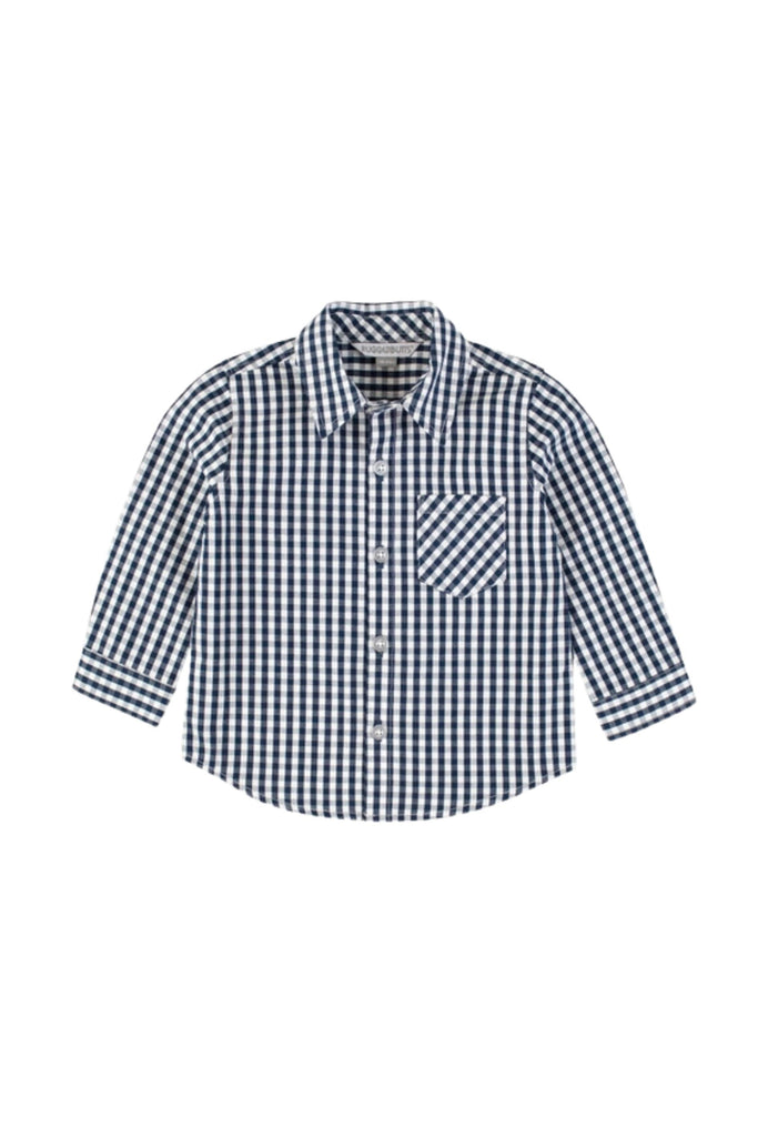 Dark Navy Gingham Button Down Shirt