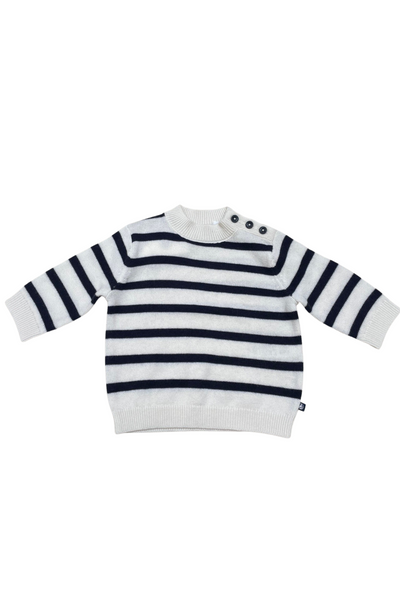 Petit Bateau - Navy Striped Baby Sweater