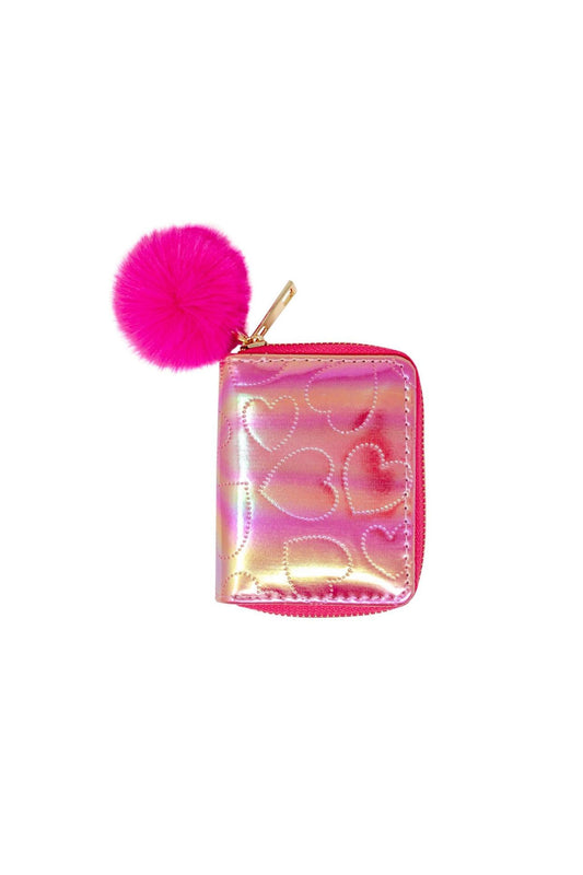ZOMI GEMS - ACC - SHINY DOTTED HEART WALLET - HOT PINK