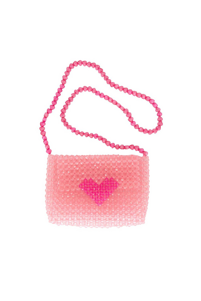 Pink Beaded Heart Bag