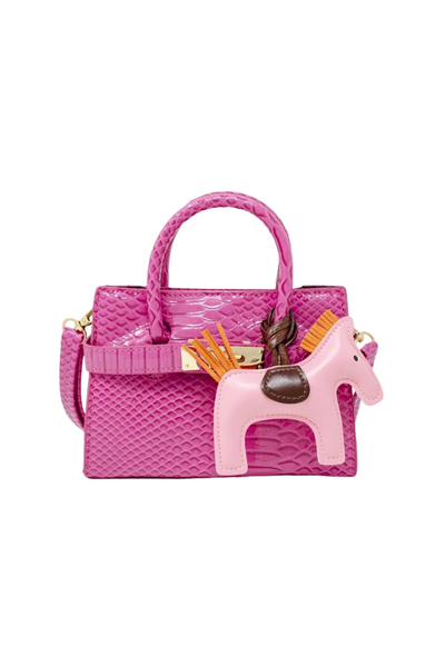 Dark Pink Crocodile Pony Handbag