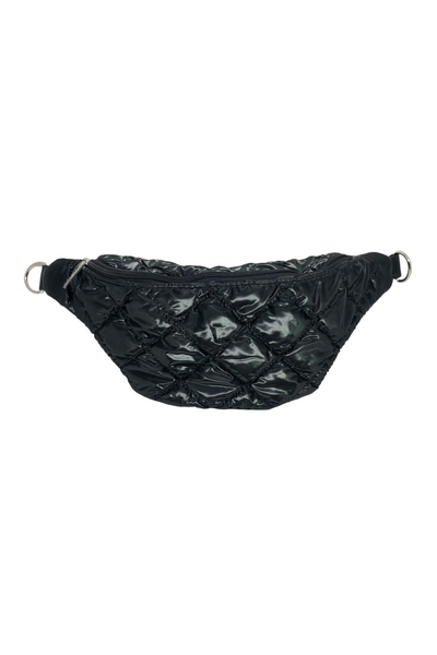 Black Quilted Puff Waist Bag