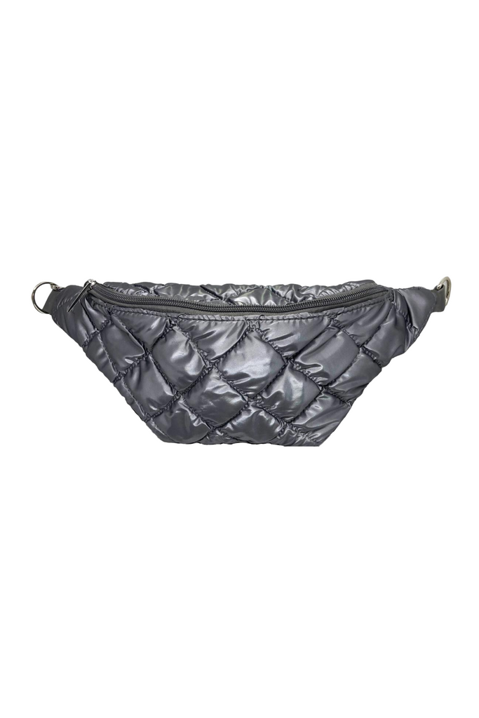 Silver Quilted Puff Waist Bag