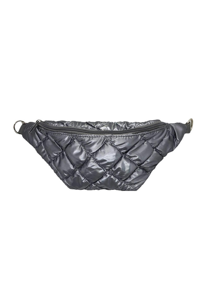 Silver Quilted Puff Waist Bag