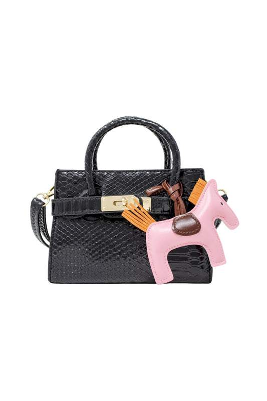 ZOMI GEMS - ACC - CROCODILE PONY HANDBAG - BLACK