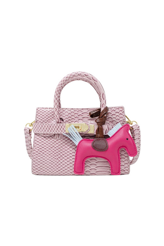 Pink Crocodile Pony Handbag