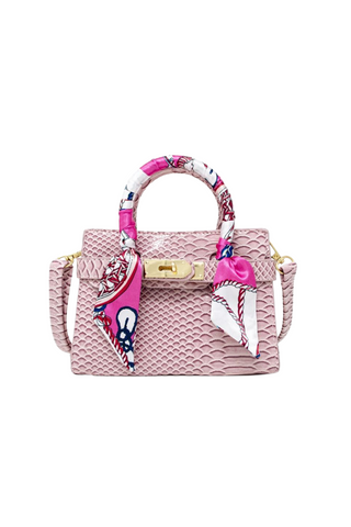 Pink Crocodile Scarf Handbag