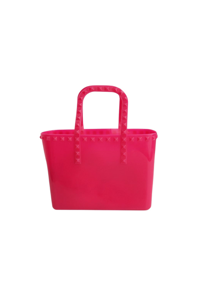Dark Pink Studded Jelly Tote
