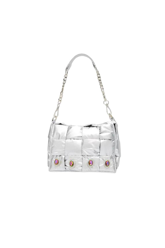 Bari Lynn - Jeweled Puff Woven Hand Bag