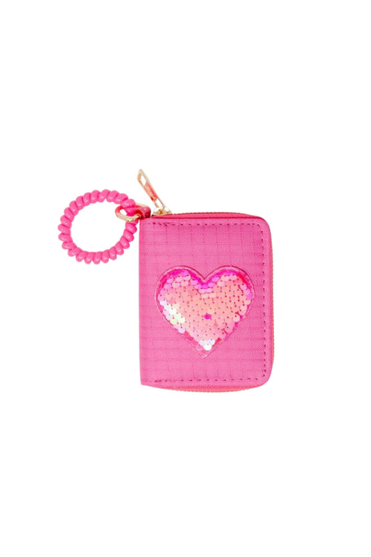 ZOMI GEMS - ACC - SEQUIN HEART SPIRAL STRAP WALLET - HOT PINK